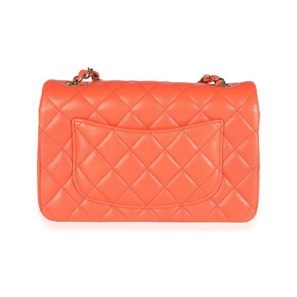 Chanel Orange Quilted Lambskin Classic Mini Flap Bag - Picture 1 of 8